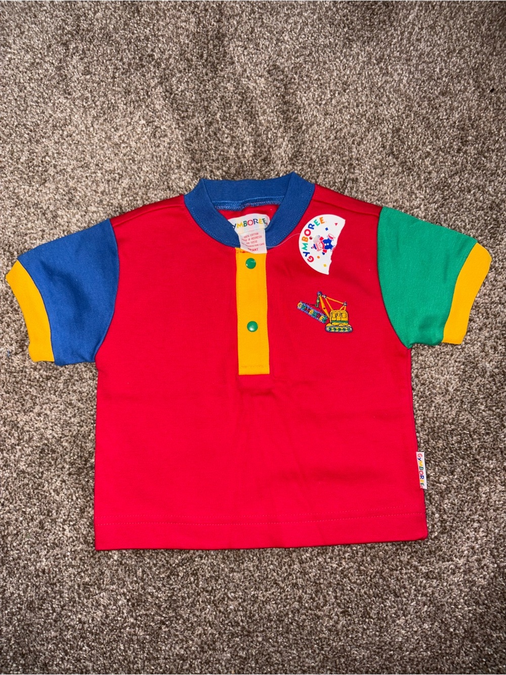 Vintage 90s Gymboree Red Colorblock Short Sleeve Tee